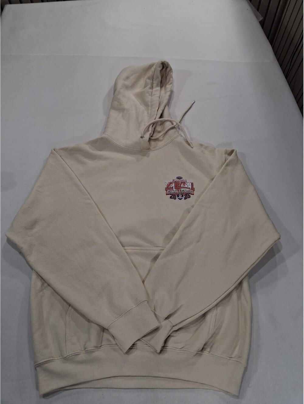 Florida Volleyball Challenge 2025 Men's Cream Graphic Hoodie Sweatshirt Size M